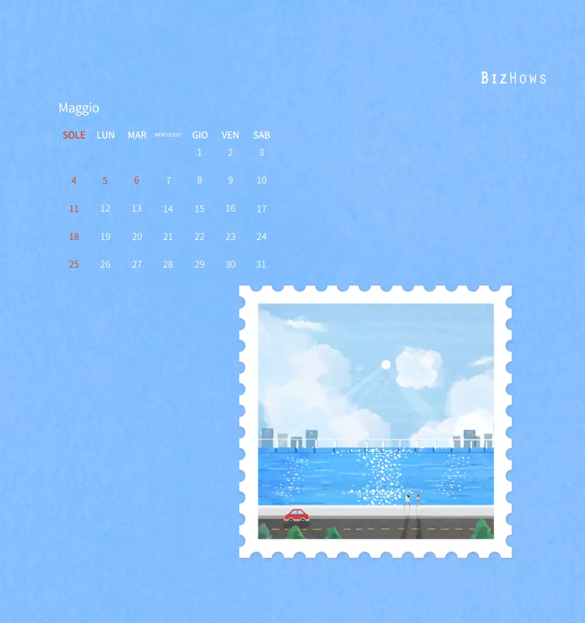 Calendario di Capodanno con una calda illustrazione