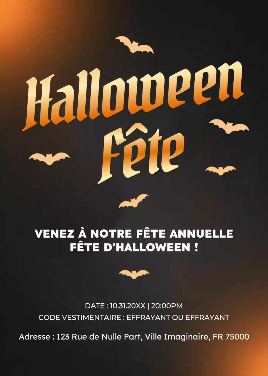 invitation gothique noire pour Halloween