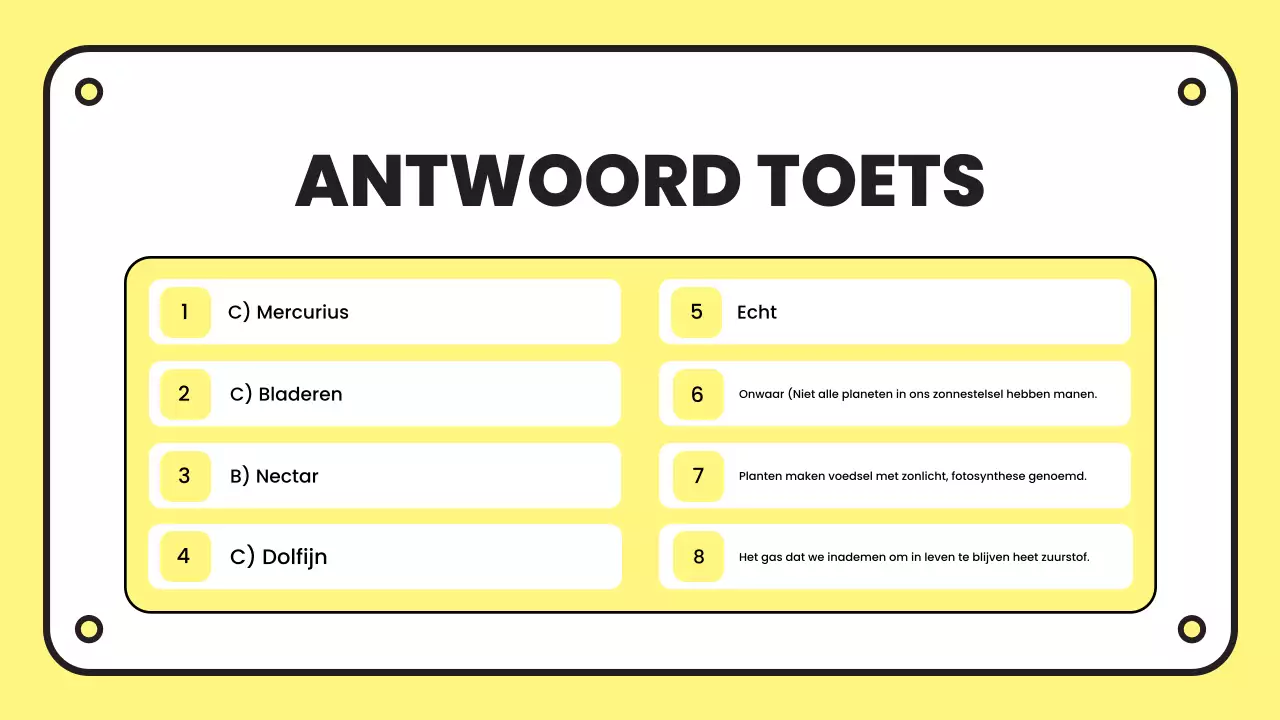 gele eenvoudige quizpresentatie