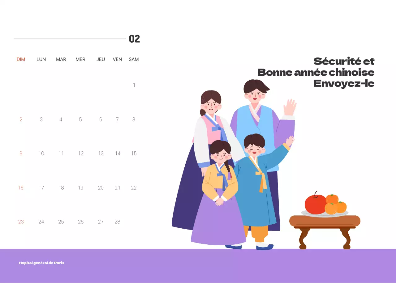 Un hôpital festif avec des illustrations sur le thème de la santé et de la famille et des accents colorés.