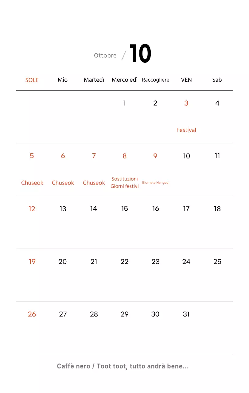 Semplice calendario da tavolo con foto di caffè per bar nei toni del bianco