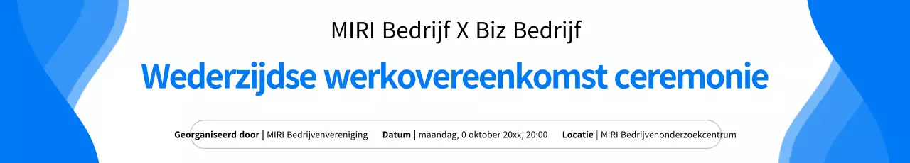 Promoot een eenvoudige blauw-witte ceremonie voor samenwerkingsovereenkomsten