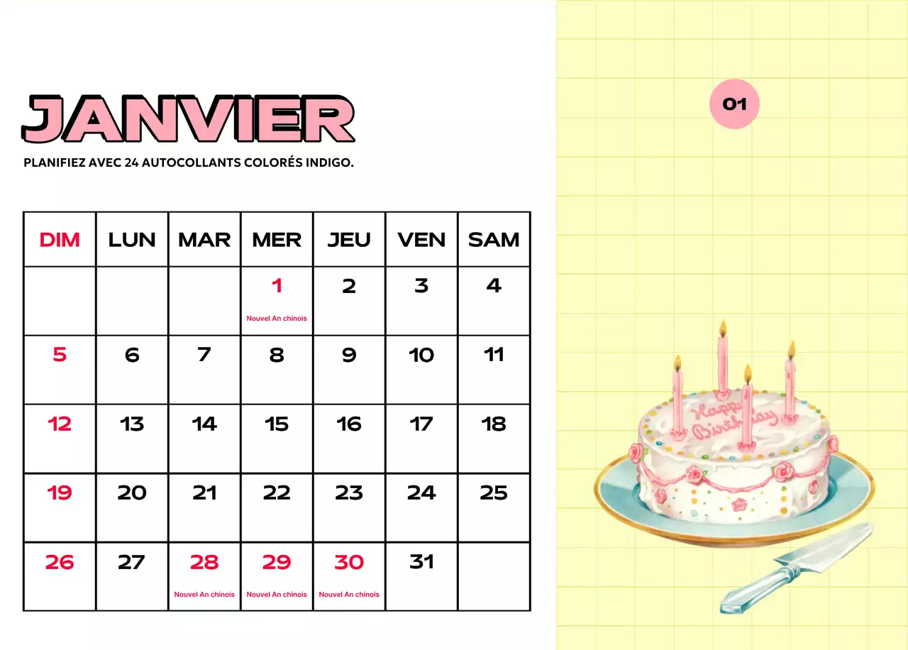 Calendriers colorés avec une variété d'illustrations rétro