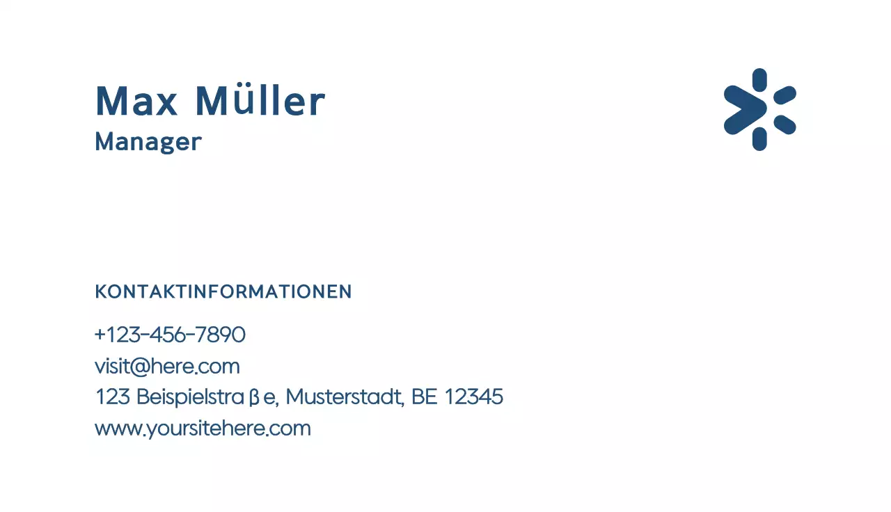 blaue minimalistische Visitenkarte