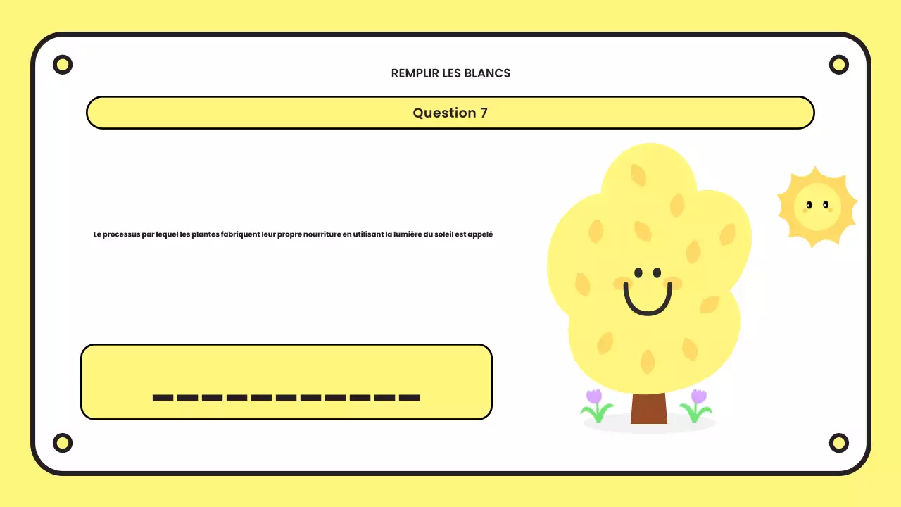 présentation d'un quiz simple en jaune