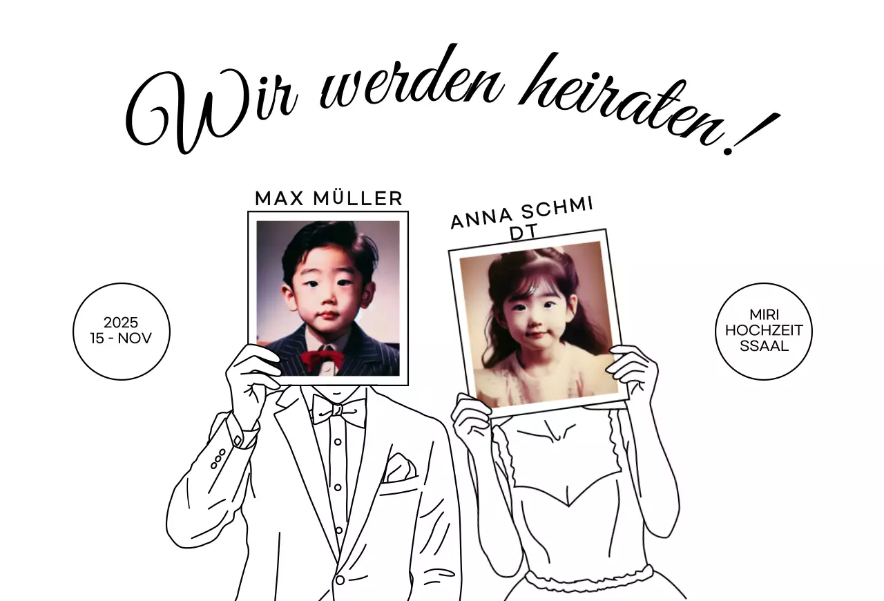 Kindheitsfoto schwarz einfache Hochzeitseinladung