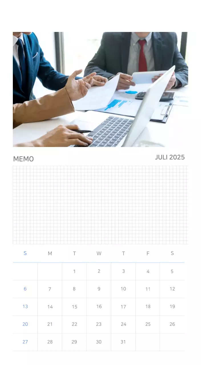 Blauer minimalistischer Kalender