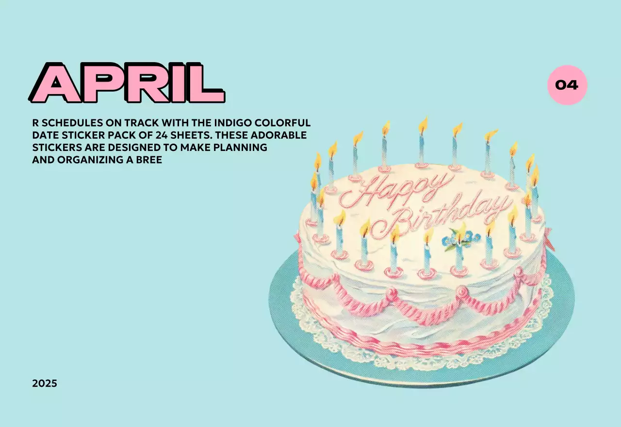 様々なレトロなイラストが描かれたカラフルなカレンダーカレンダー