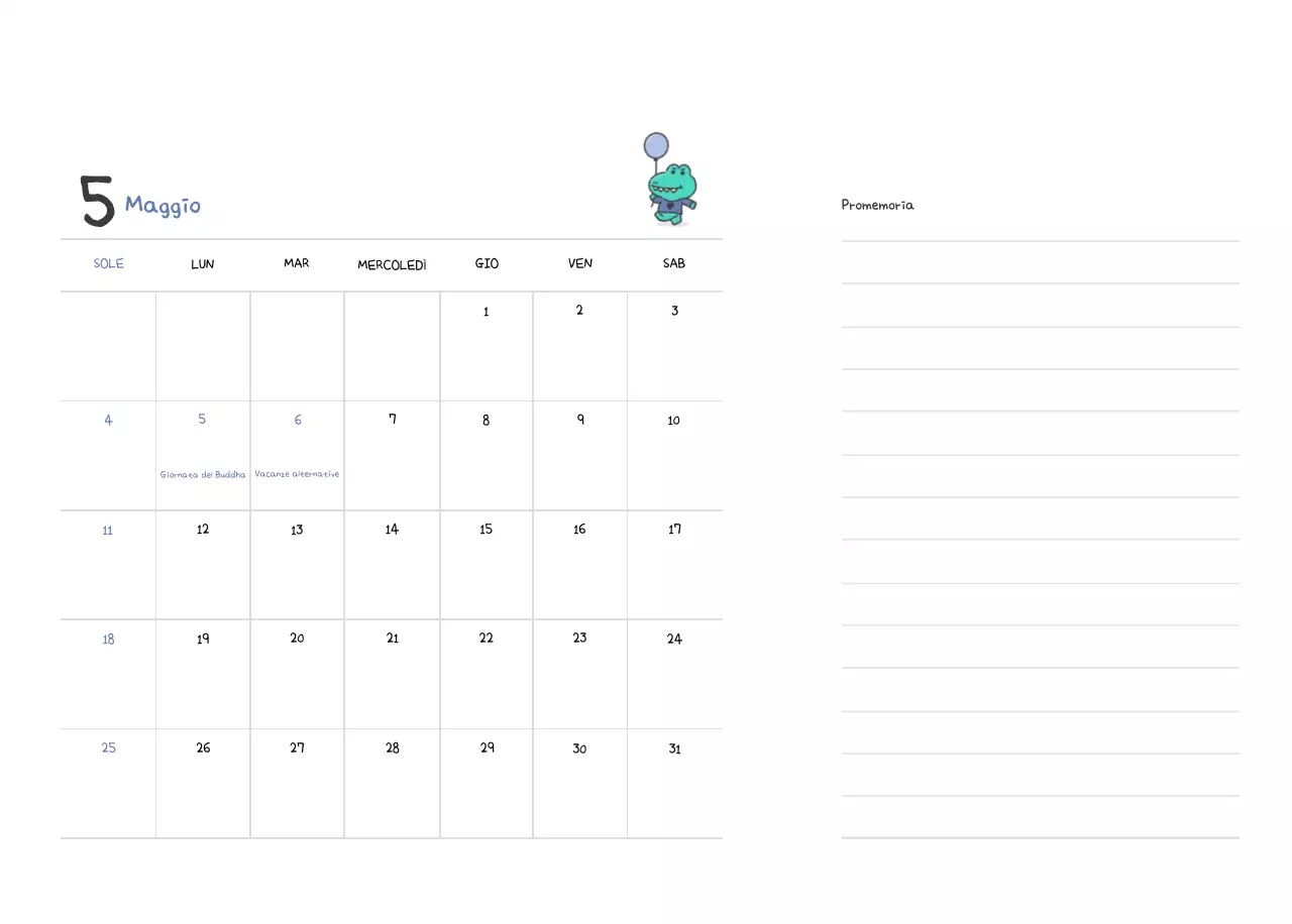 Un calendario con un simpatico concetto di illustrazione di Ago