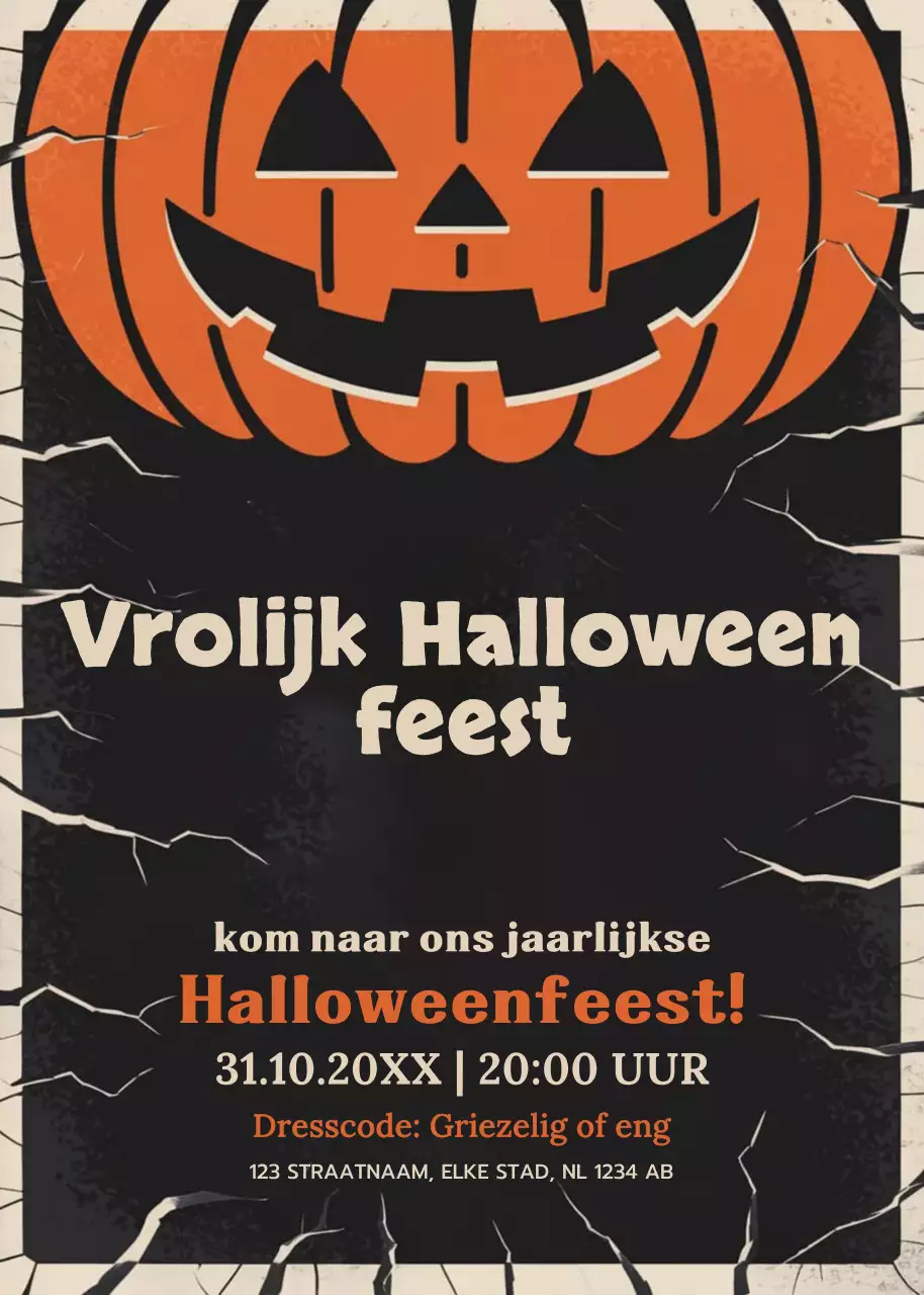 oranje retro Halloween uitnodiging