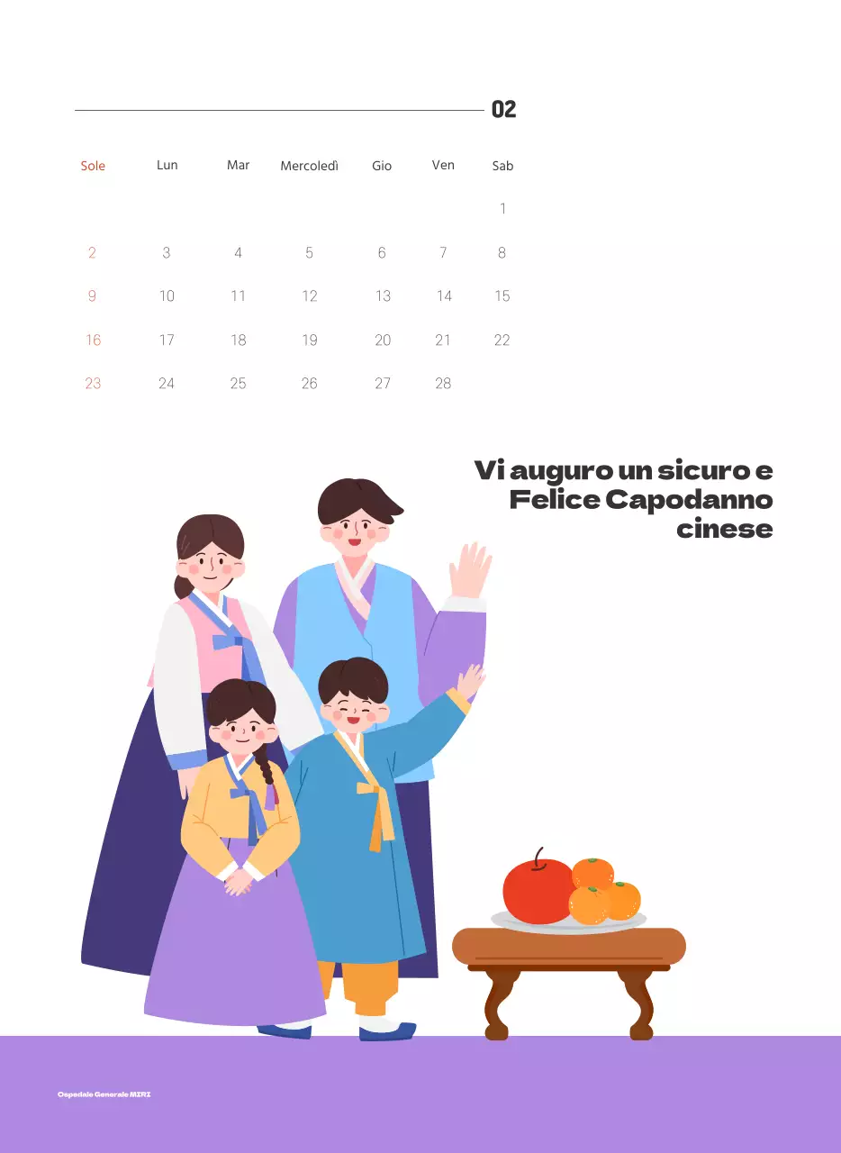 Un ospedale festivo con illustrazioni a tema salute e famiglia e accenti colorati