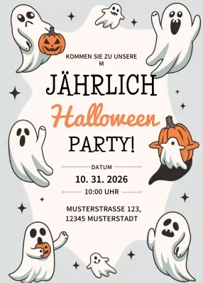 Orange Retro-Halloween-Einladung