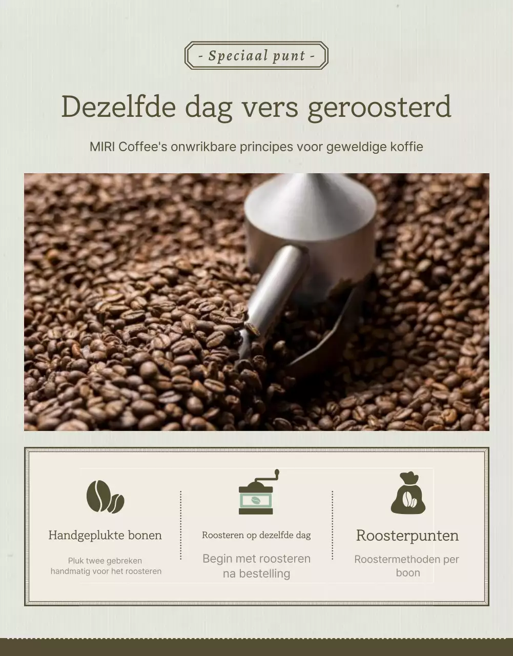 Promoot de verkoop van vintage koffiebonen in lichtblauw en bruin