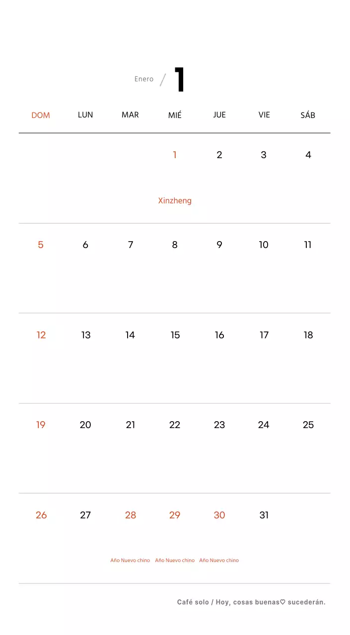 Sencillo calendario de sobremesa con fotos de cafés en tonos blancos