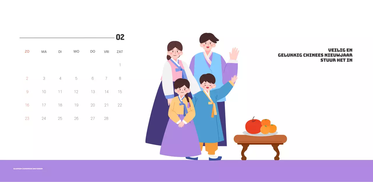 Een feestelijk ziekenhuis met illustraties met gezondheids- en gezinsthema's en kleurrijke accenten