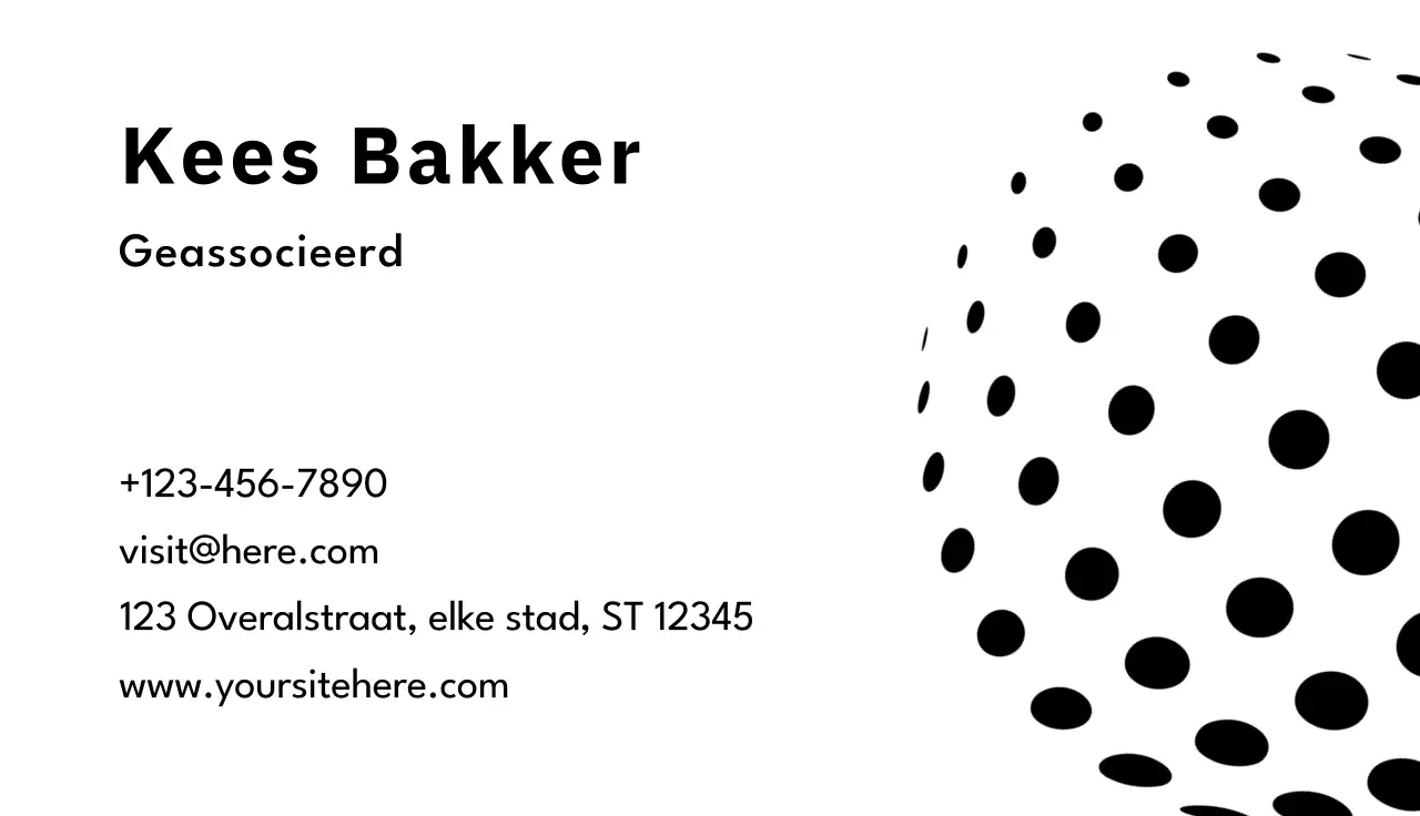 Zwart minimaal visitekaartje