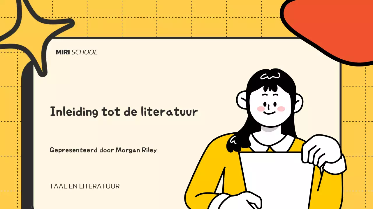 Geel Oranje Illustratief Lesmateriaal Literatuurpresentatie