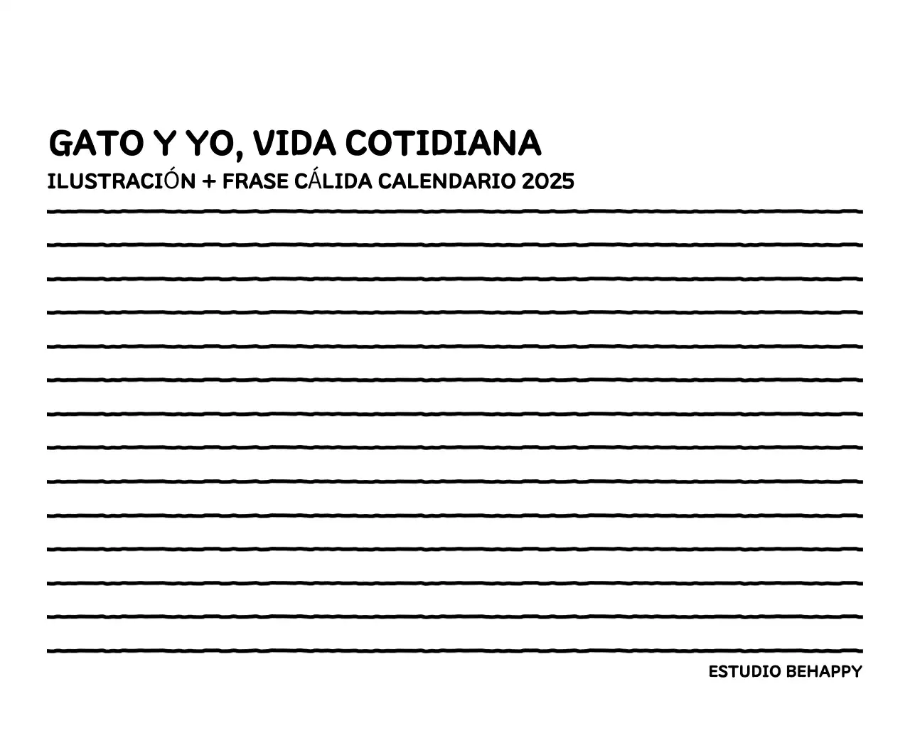 Calendario ilustrado con un bonito estilo de líneas