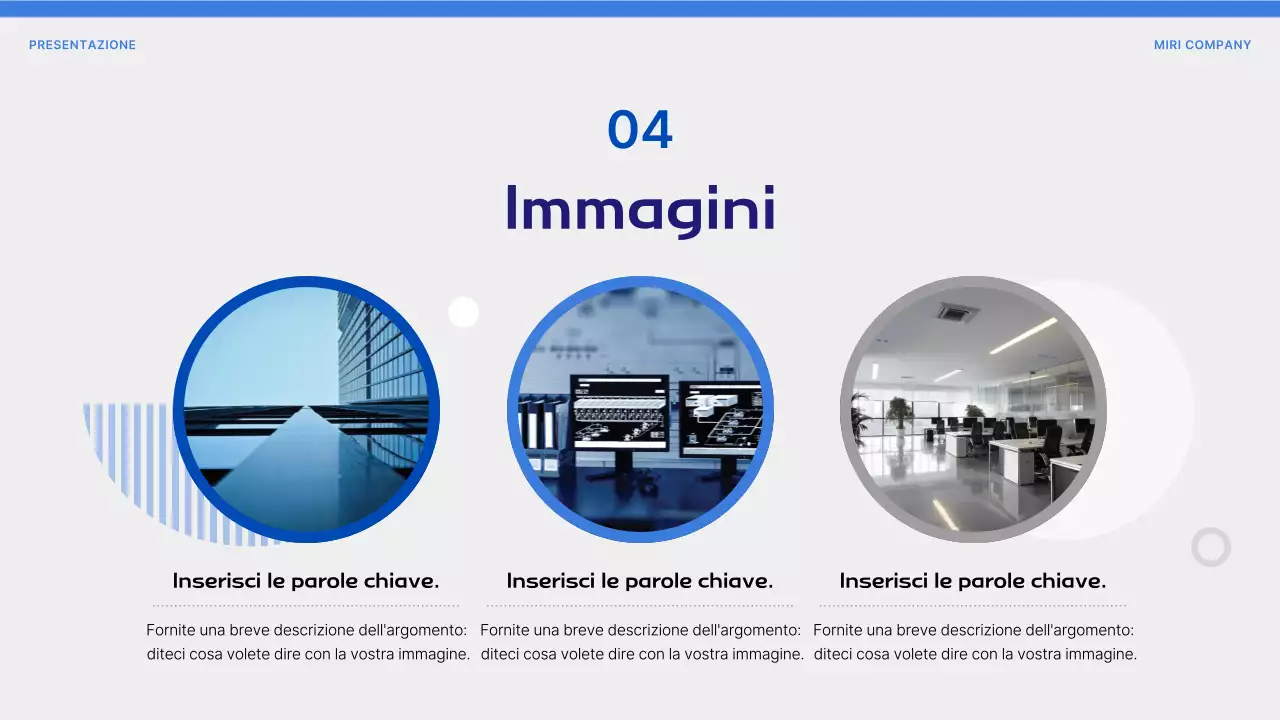 Proposta con forme semplici su sfondo blu