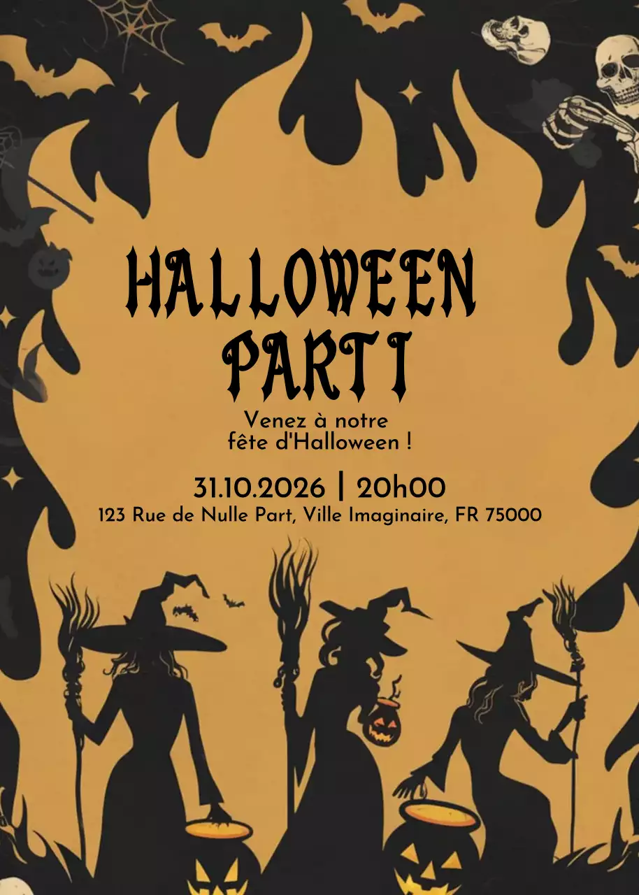 Invitation Halloween gothique orange