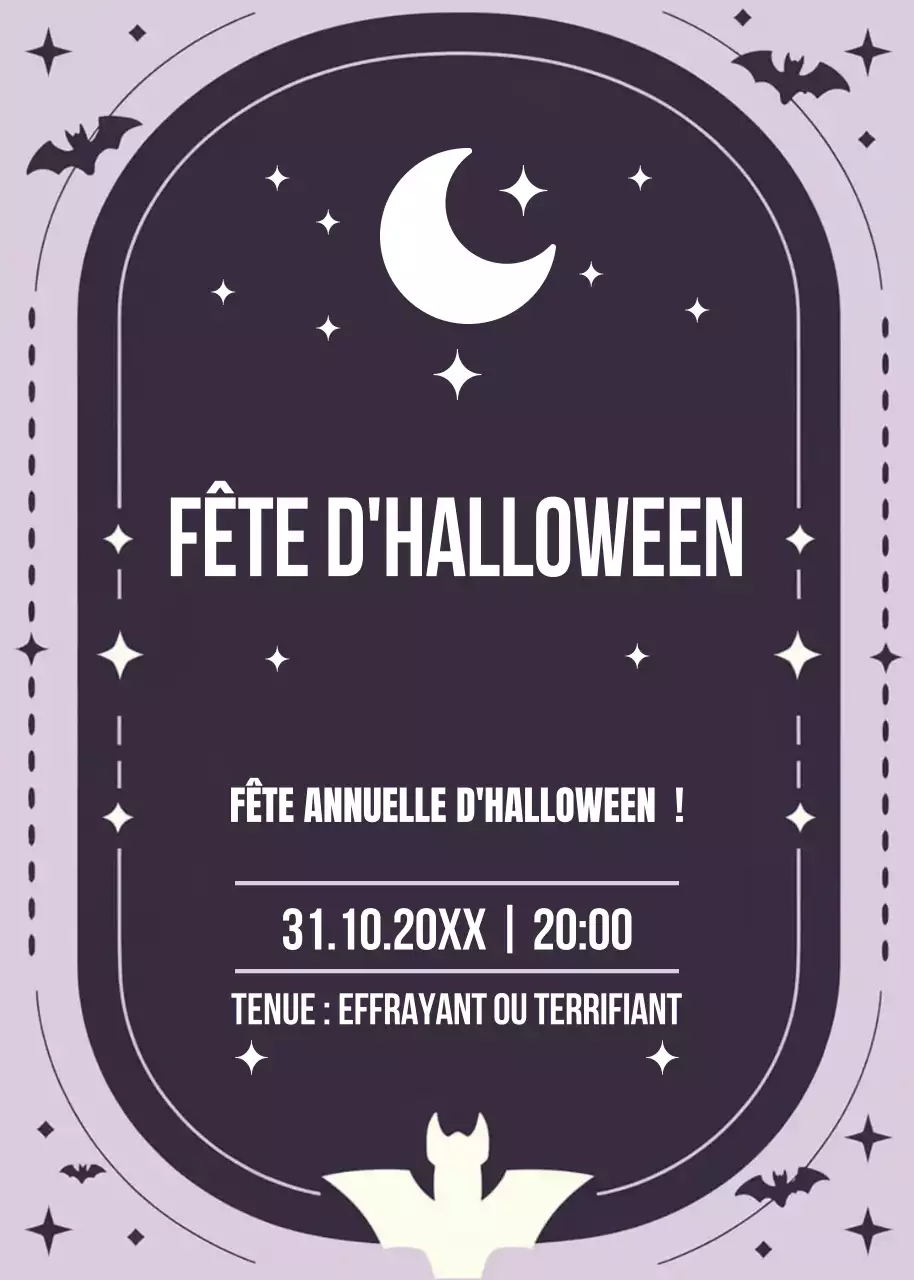 invitation gothique violet pour Halloween