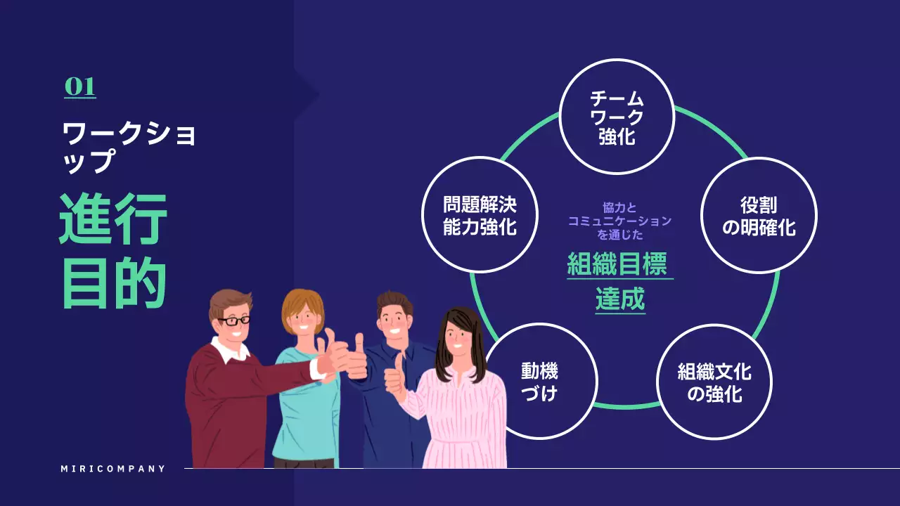 青 モダン ワークショップ 提案書 プレゼンテーション