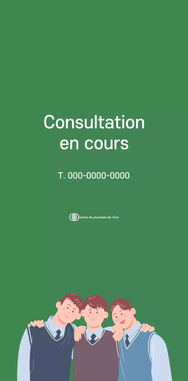 Calendrier avec illustrations de jeunes sur fond jaune-vert