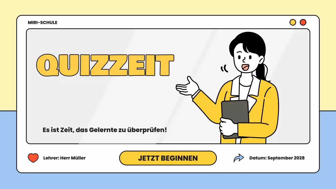 gelbes Minimal-Quiz-Lernmaterial