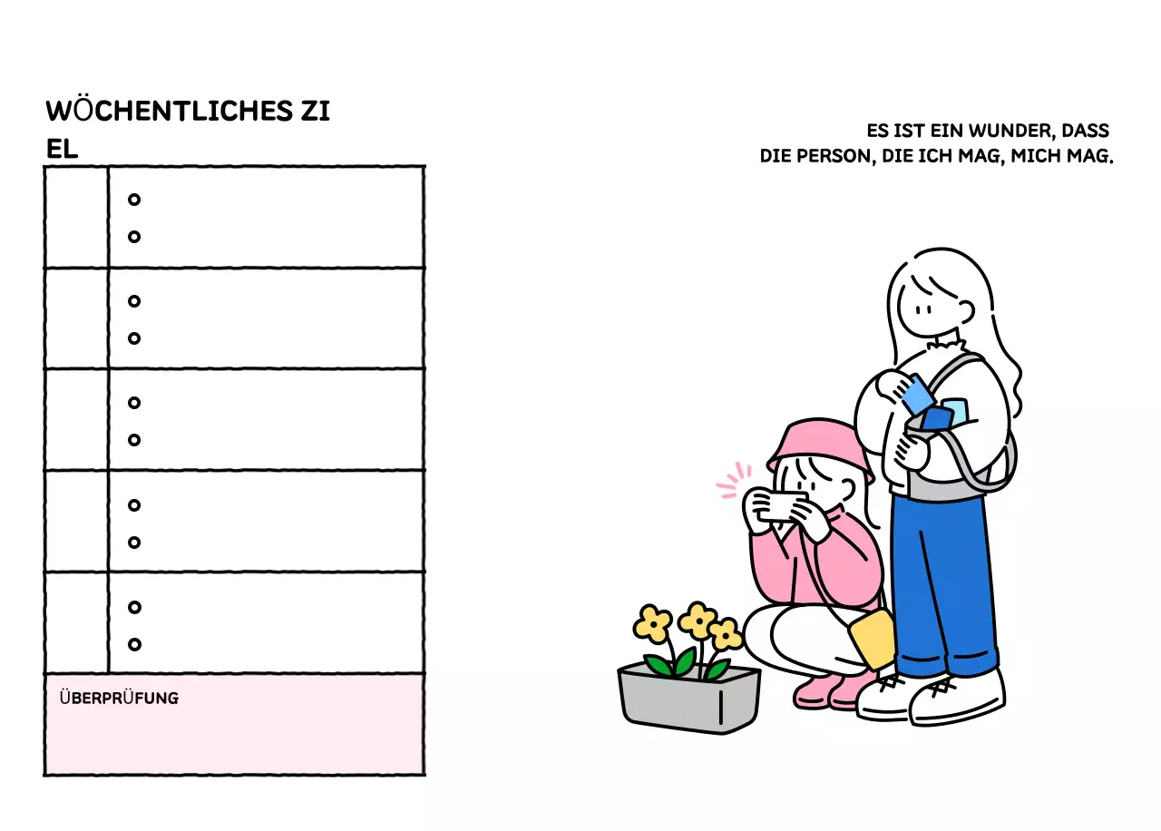 Illustrierter Kalender mit schönem Linienstil