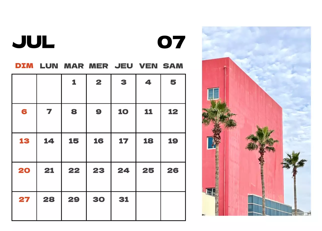 Calendrier de nettoyage des photos du ciel