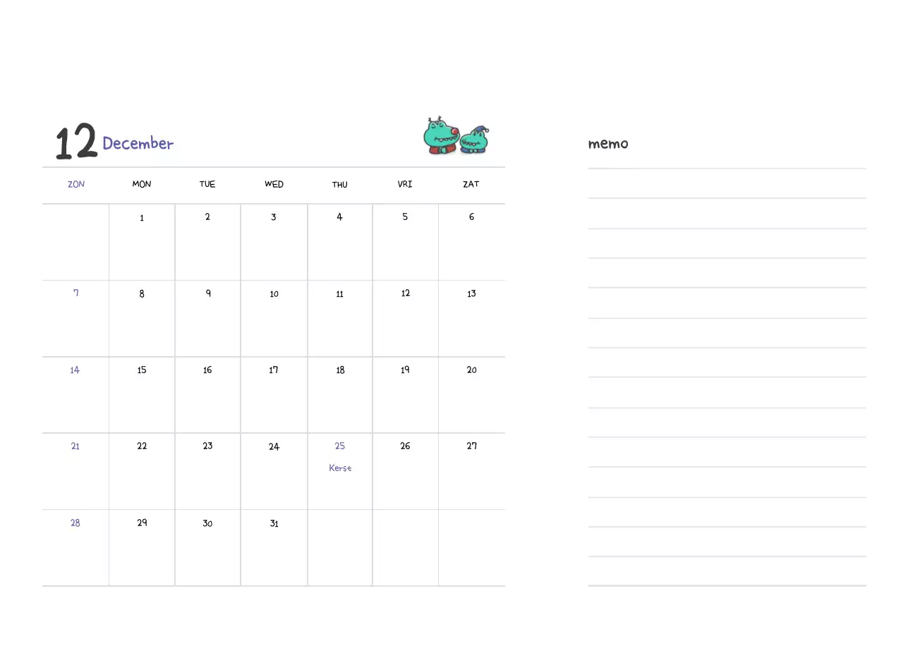 Een kalender met een schattig Ago-illustratieconcept