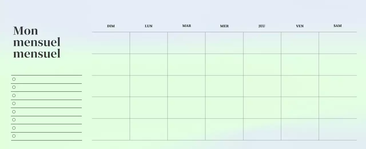 Calendrier minimaliste dégradé