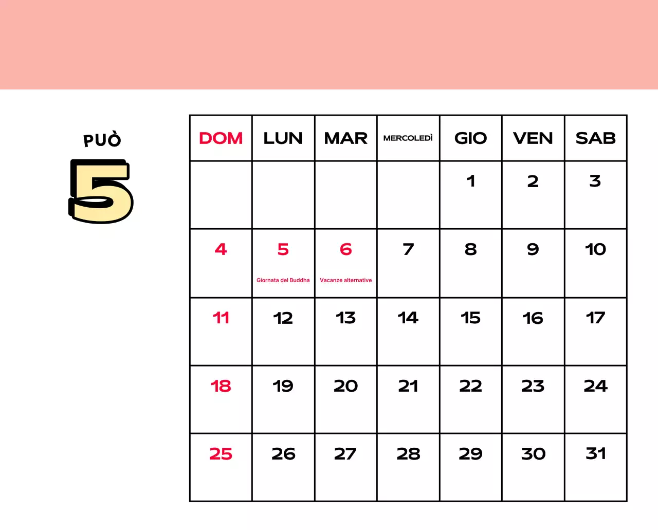 Calendari colorati con una varietà di illustrazioni retrò