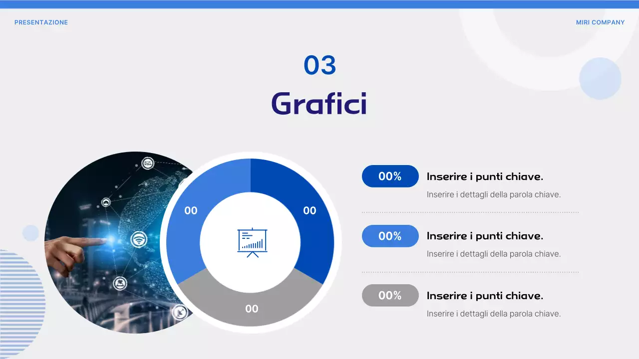 Proposta con forme semplici su sfondo blu