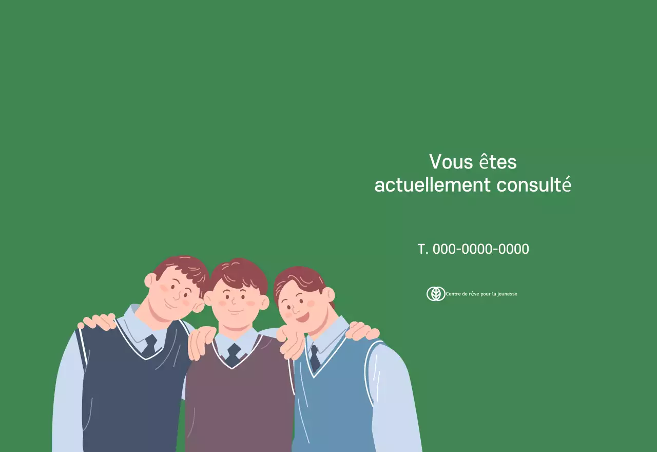 Calendrier avec illustrations de jeunes sur fond jaune-vert