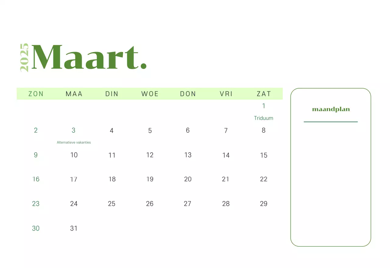 Kalender met jeugdillustraties op een geelgroene achtergrond