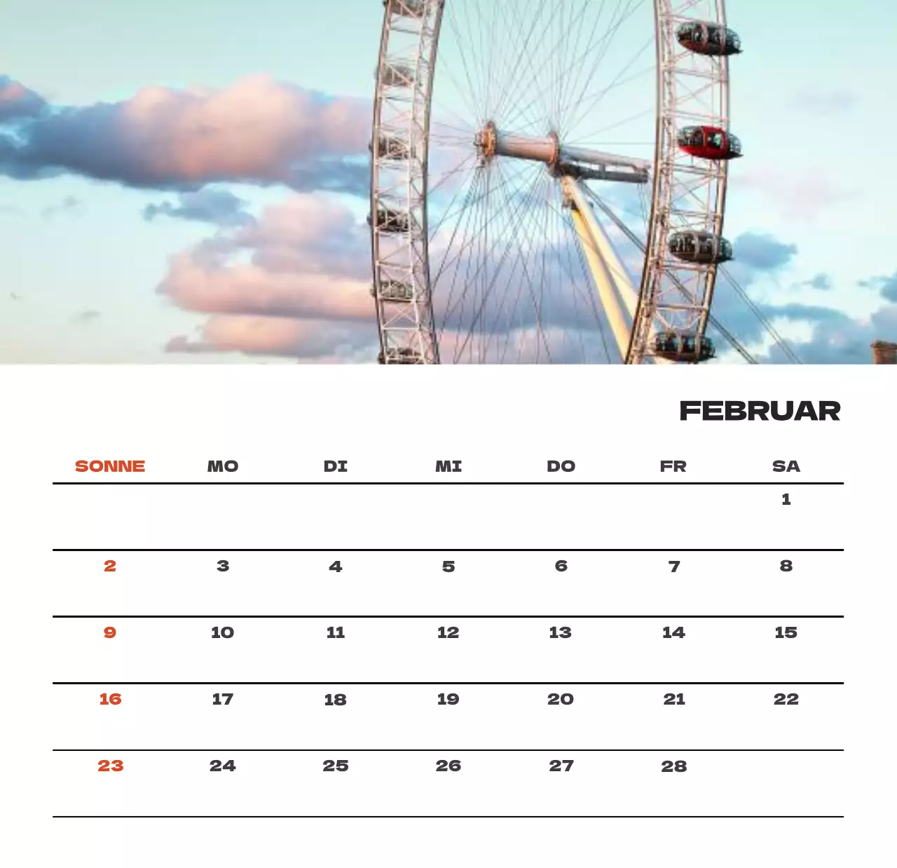 Himmel Foto sauber Kalender