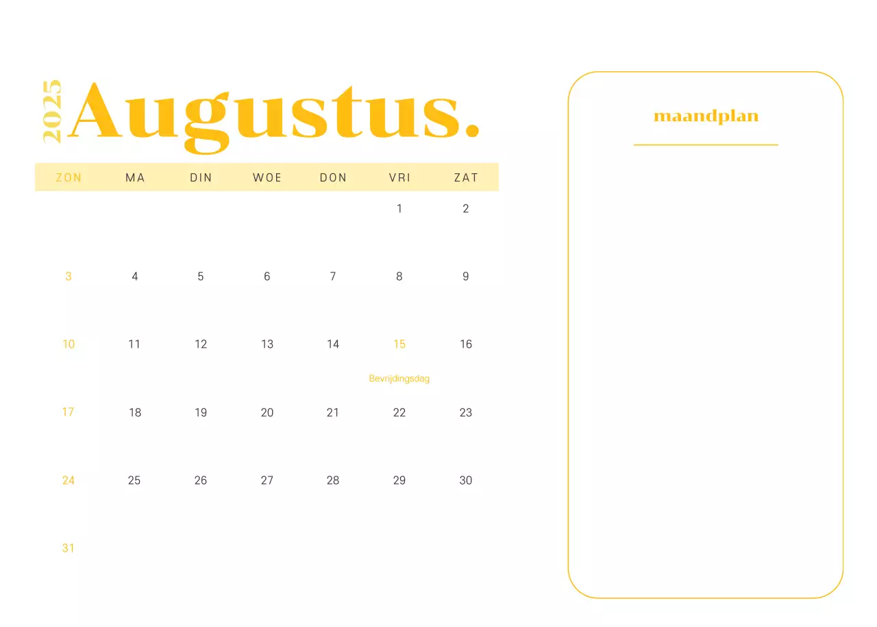 Kalender met jeugdillustraties op een geelgroene achtergrond