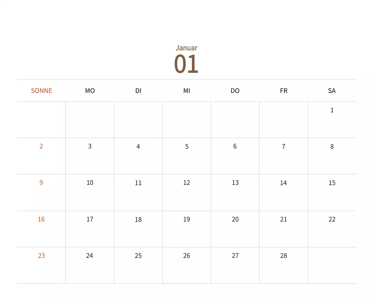 Neujahrskalender mit warmen Illustrationen