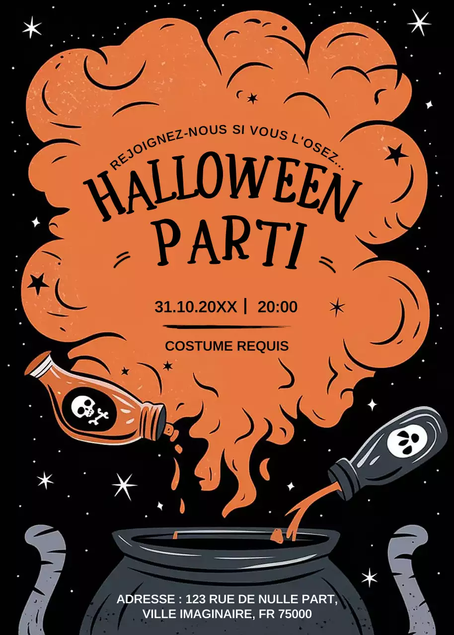 Invitation rétro orange pour Halloween