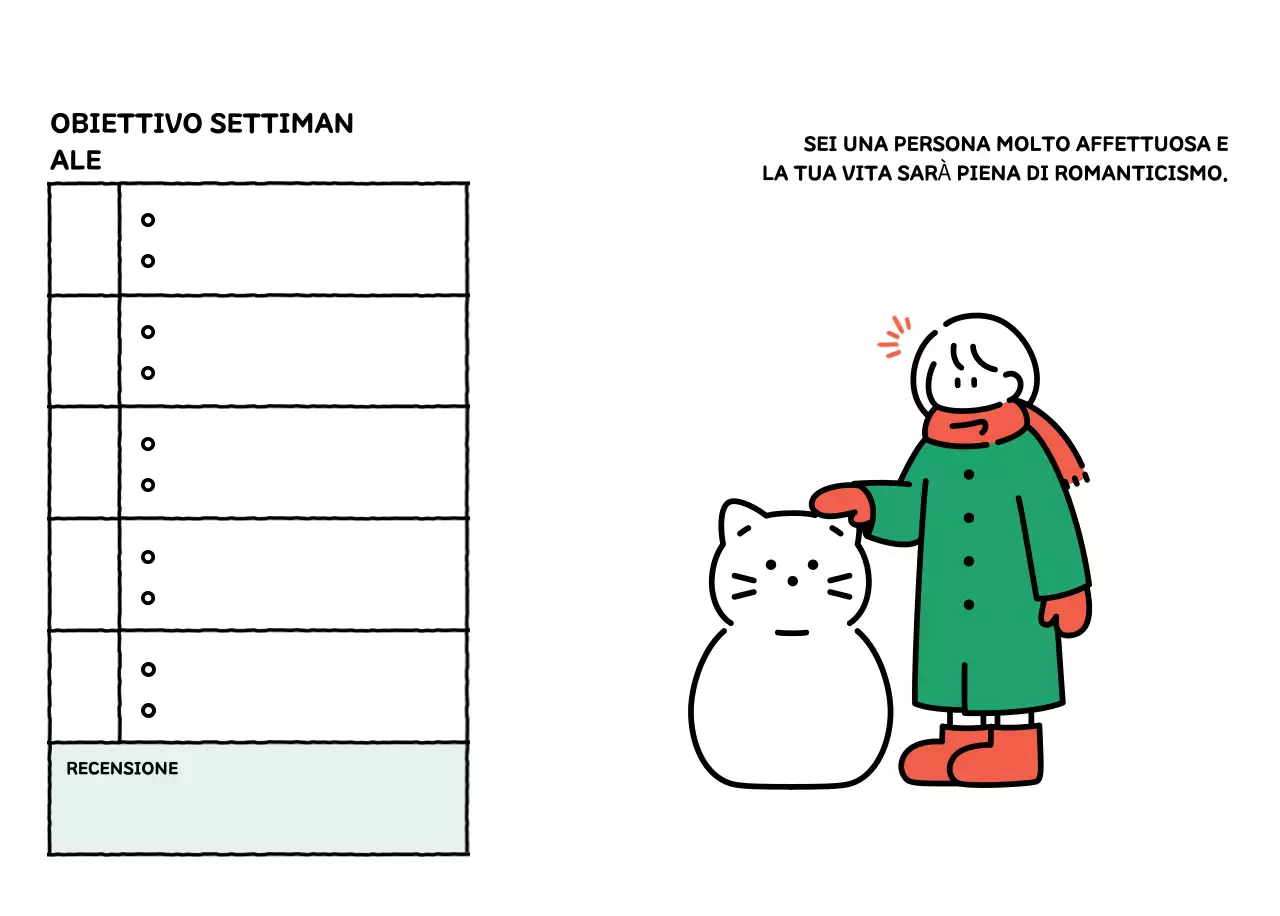 Calendario illustrato con un grazioso stile di linee