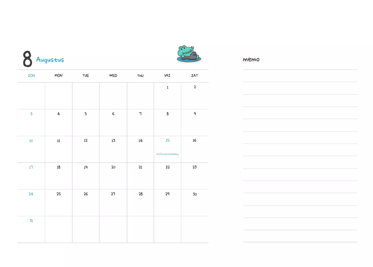 Een kalender met een schattig Ago-illustratieconcept