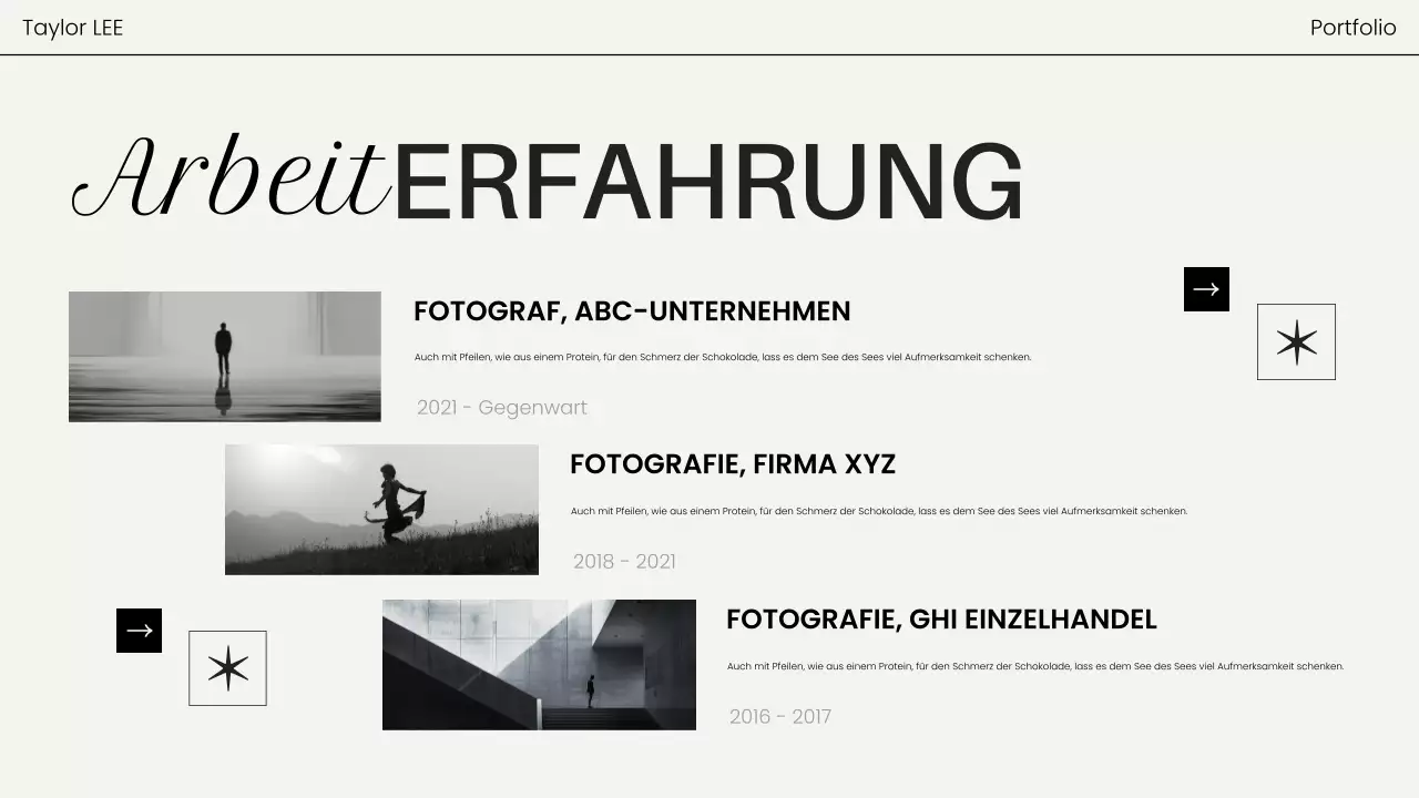 schwarz moderne Fotografie Portfolio
