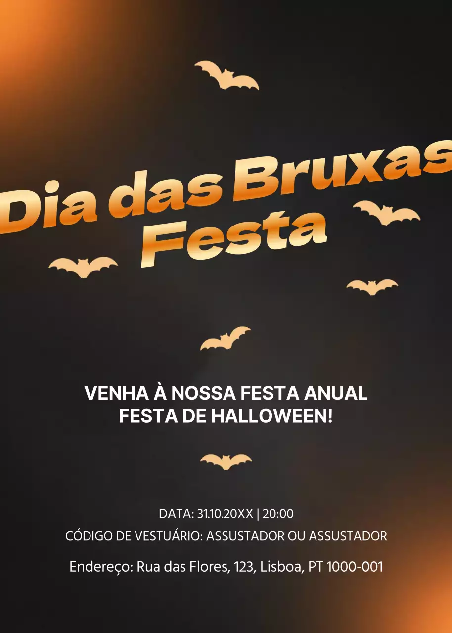 convite de Halloween gótico preto