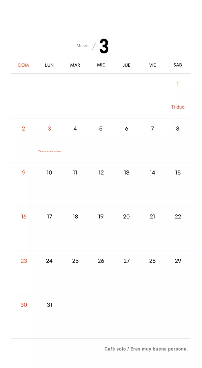 Sencillo calendario de sobremesa con fotos de cafés en tonos blancos