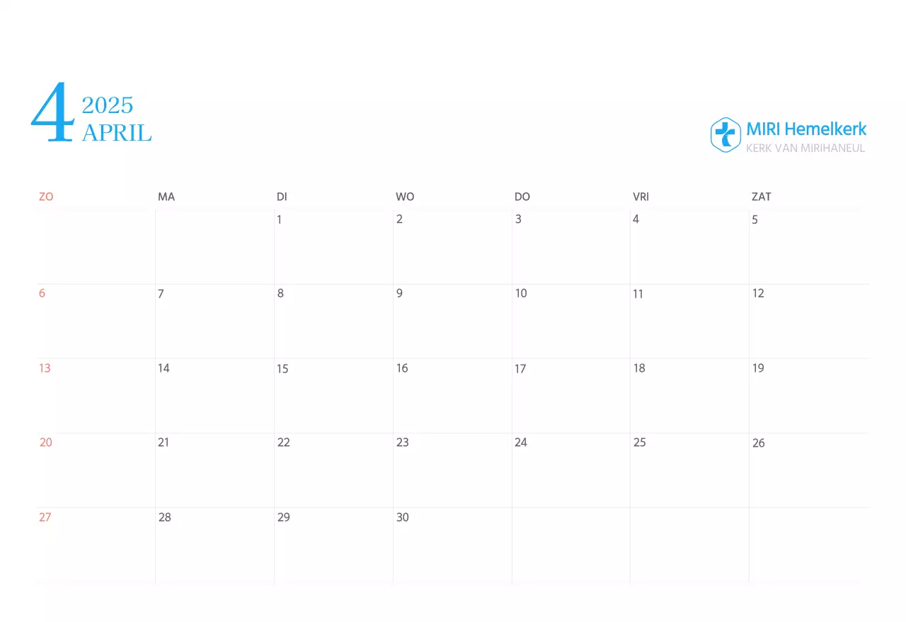 Blauw modern concept kerkkalender