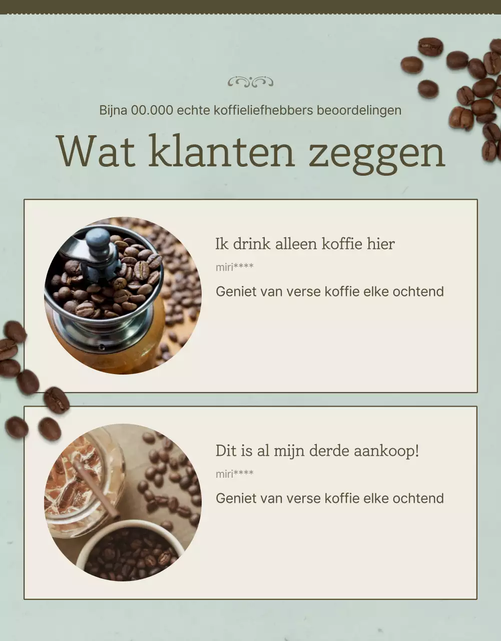 Promoot de verkoop van vintage koffiebonen in lichtblauw en bruin