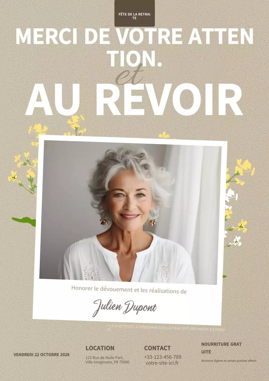 invitation à la retraite beige et élégante