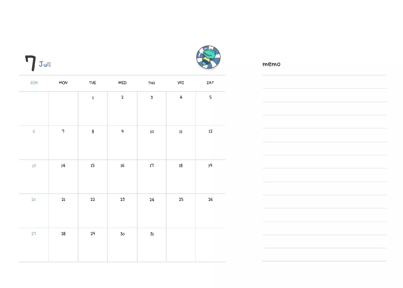 Een kalender met een schattig Ago-illustratieconcept