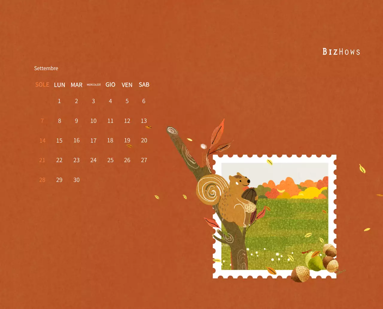 Calendario di Capodanno con una calda illustrazione